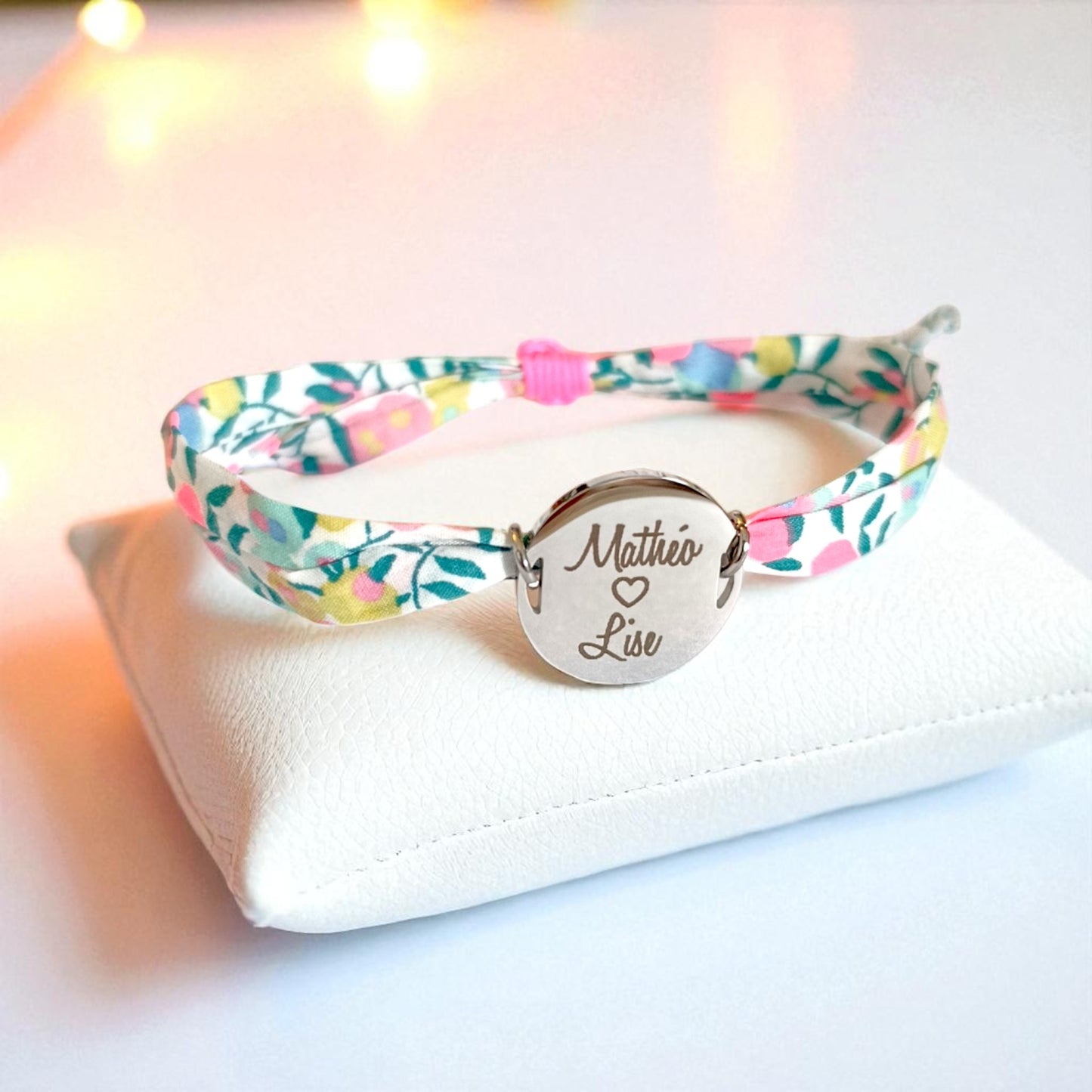 Bracelet liberty personnalisé cordon Wiltshire Vahiné Fluo
