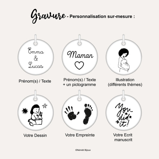 Porte-clés gravé personnalisé - Amour Cœur Coréen - Nemeti Bijoux