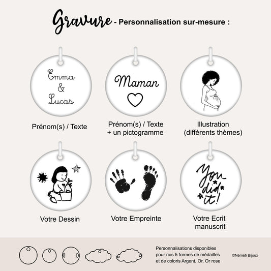 Bracelet liberty personnalisé cordon motif floral vert - Nemeti Bijoux