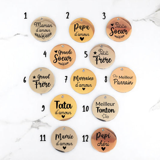 Médaille Gravée Personnalisée – Membres de la Famille - Nemeti Bijoux