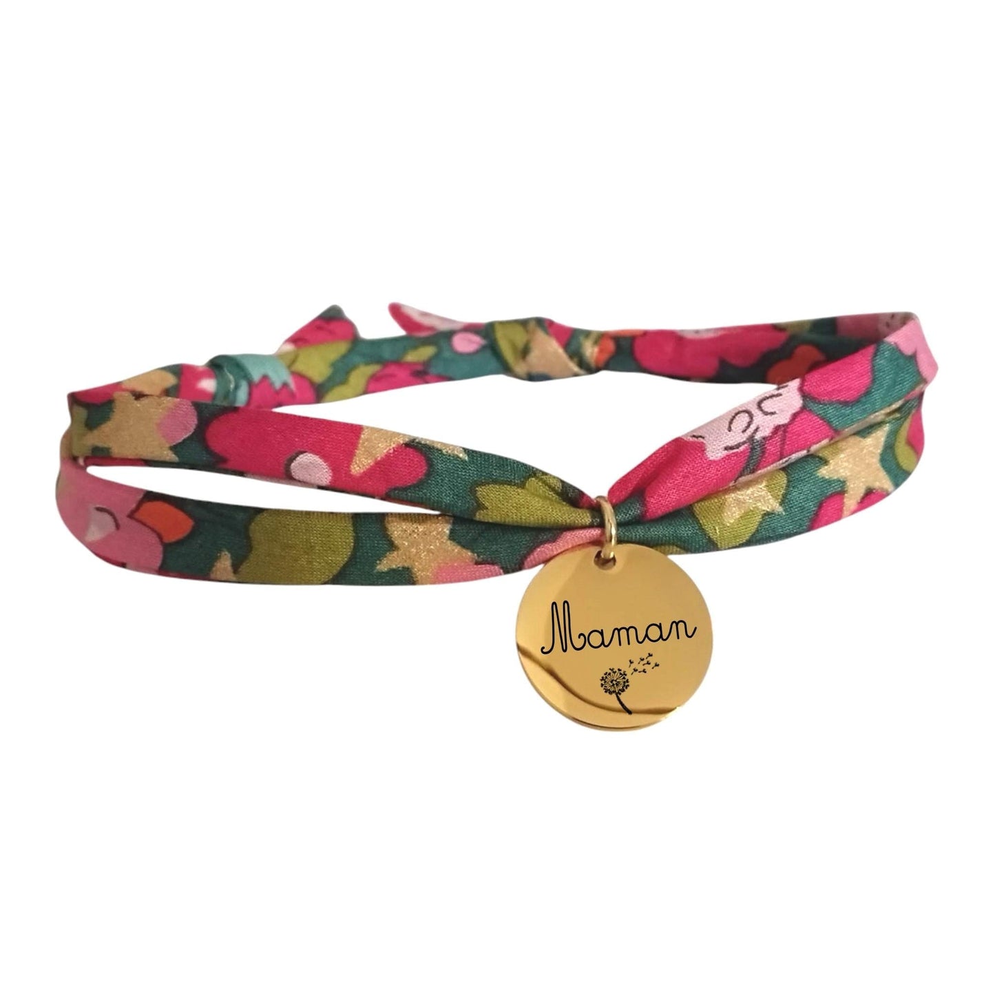 Bracelet liberty personnalisé cordon Betsy Star rouge vert - Nemeti Bijoux