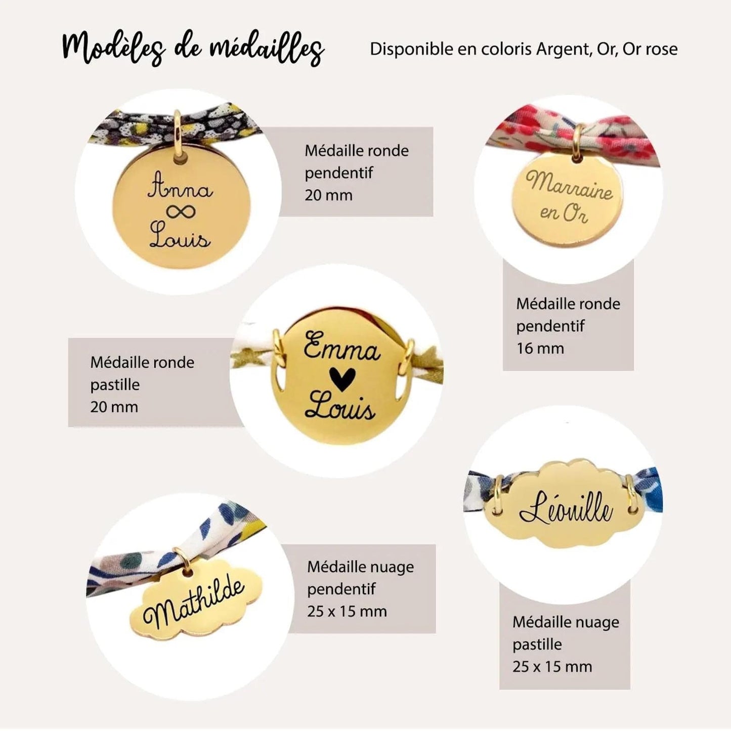 Bracelet liberty personnalisé cordon Floriana Arlequin - Nemeti Bijoux