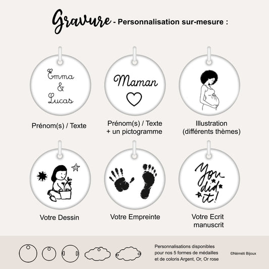 Bracelet liberty personnalisé cordon motif imprimé petites fleurs - Nemeti Bijoux