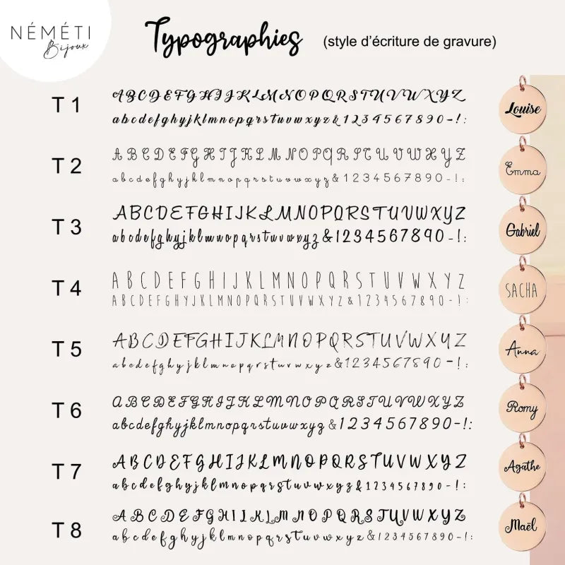 Collier initiale en acier inoxydable monogramme personnalisé gravure laser Nemeti Bijoux