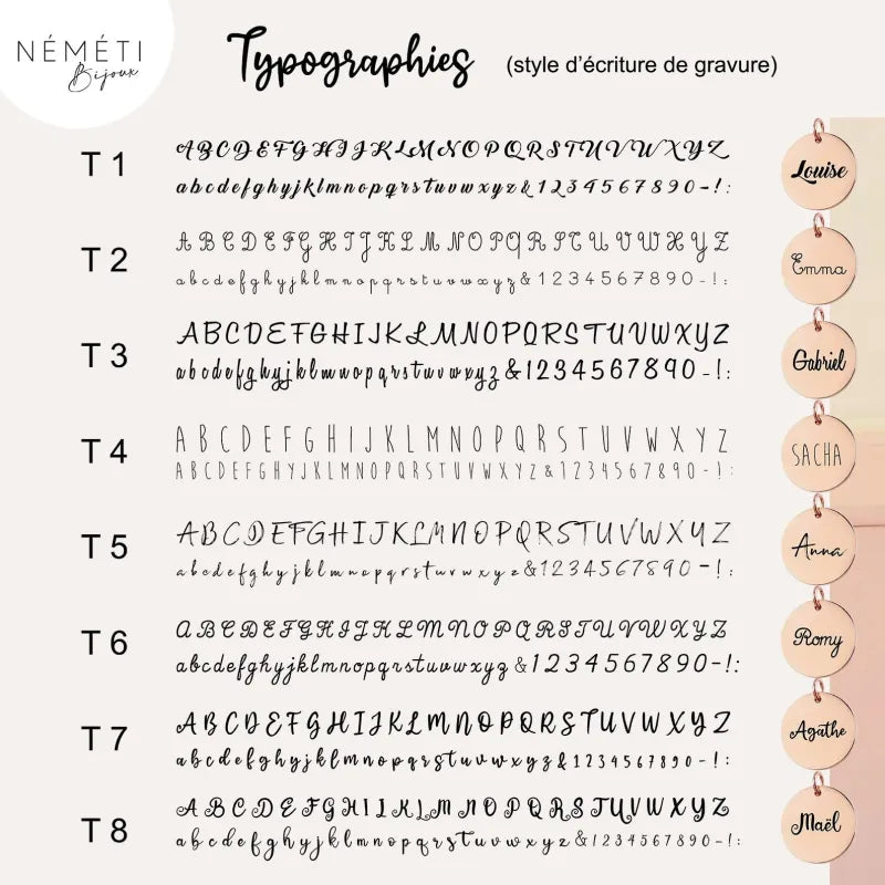 Collier personnalisé en langue des signes et gravure verso - Nemeti Bijoux