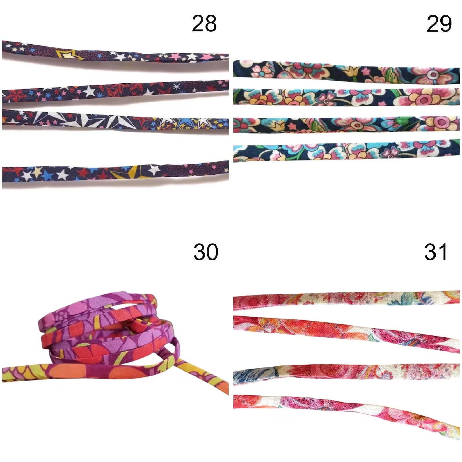 Cordon ou bracelet de rechange Liberty of London spaghetti coton 50 cm - Nemeti Bijoux