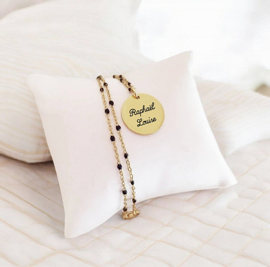 Collier Personnalisé Médaille Gravée & Chaîne Émaillée - Nemeti Bijoux