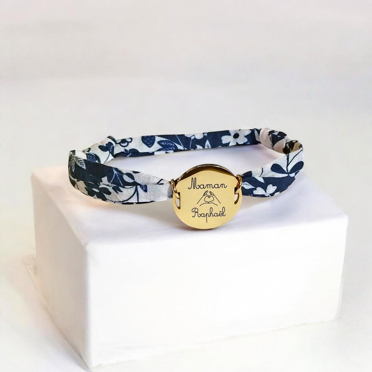 Bracelet liberty personnalisé cordon Mirabelle bleu - Nemeti Bijoux