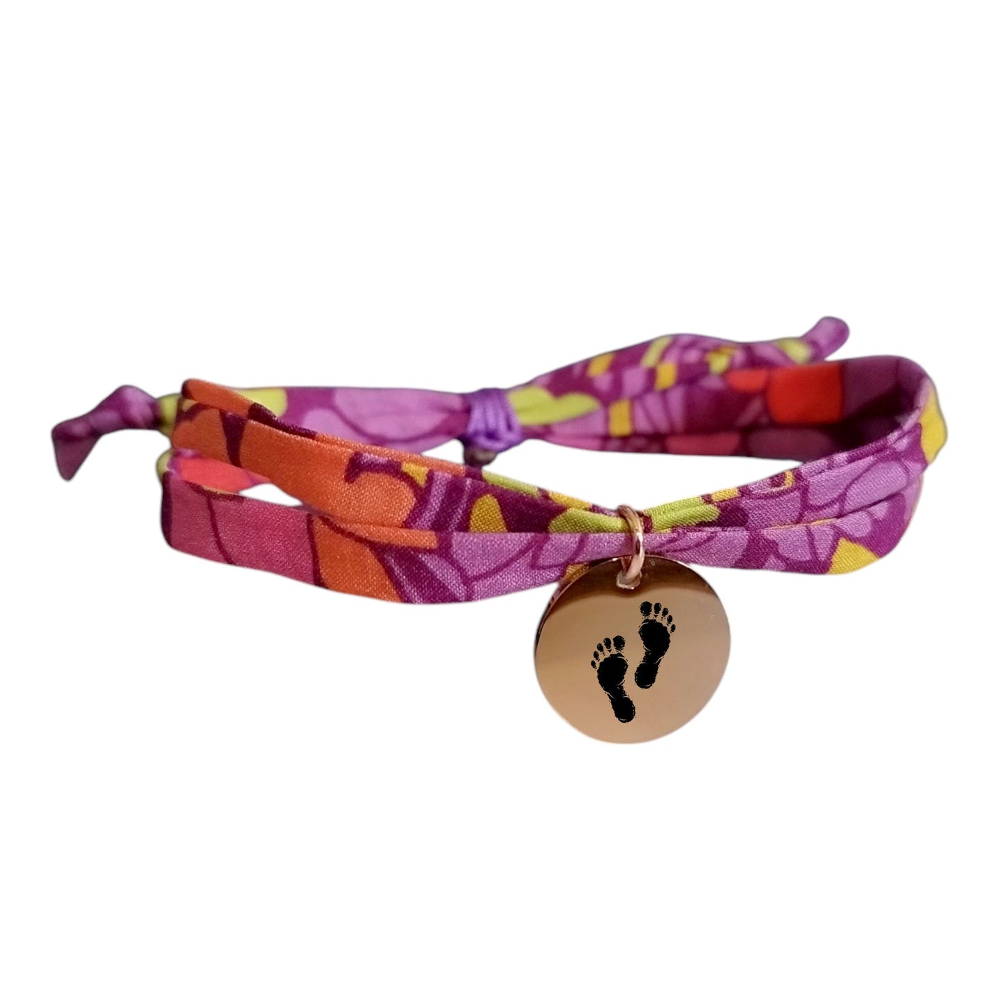 Bracelet liberty personnalisé cordon Art Fabrics 70 floral violet - Nemeti Bijoux