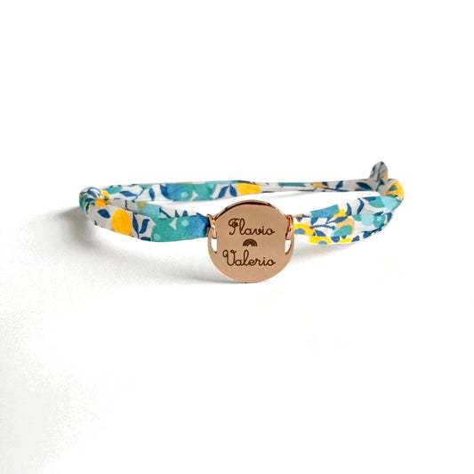 Bracelet liberty personnalisé cordon Wiltshire Tahiti Fluo