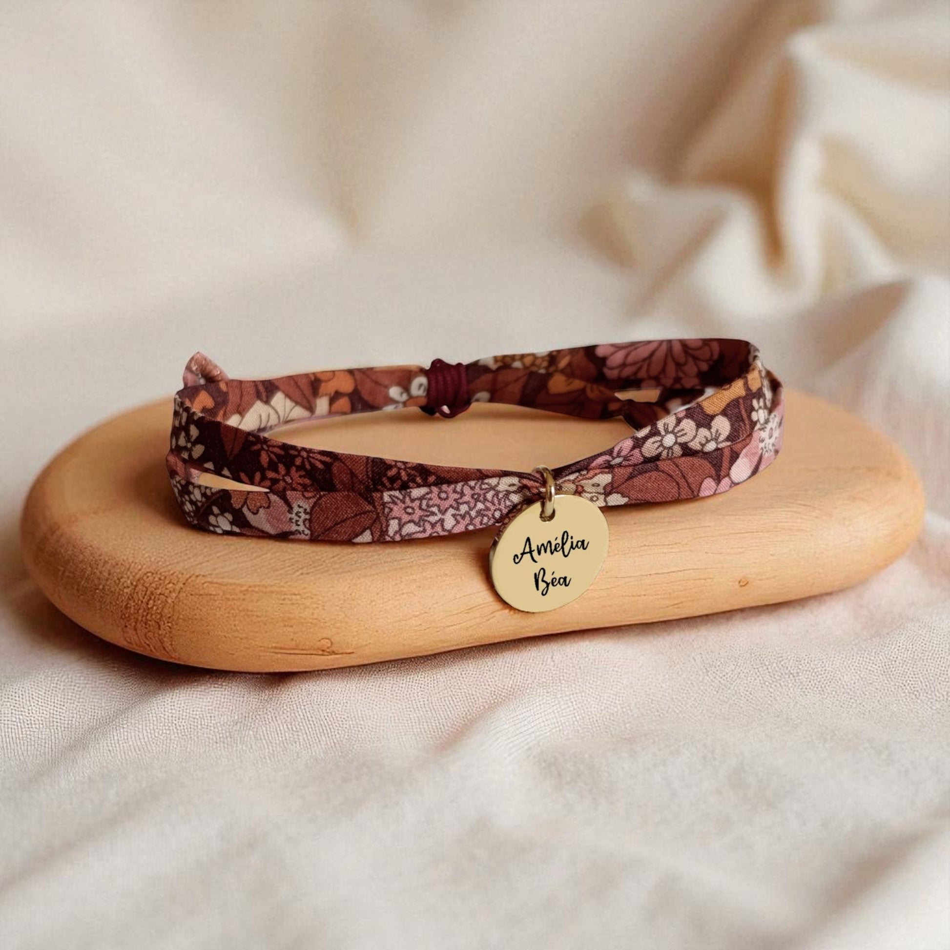 Bracelet liberty personnalisé cordon Ciara Fauve - Nemeti Bijoux