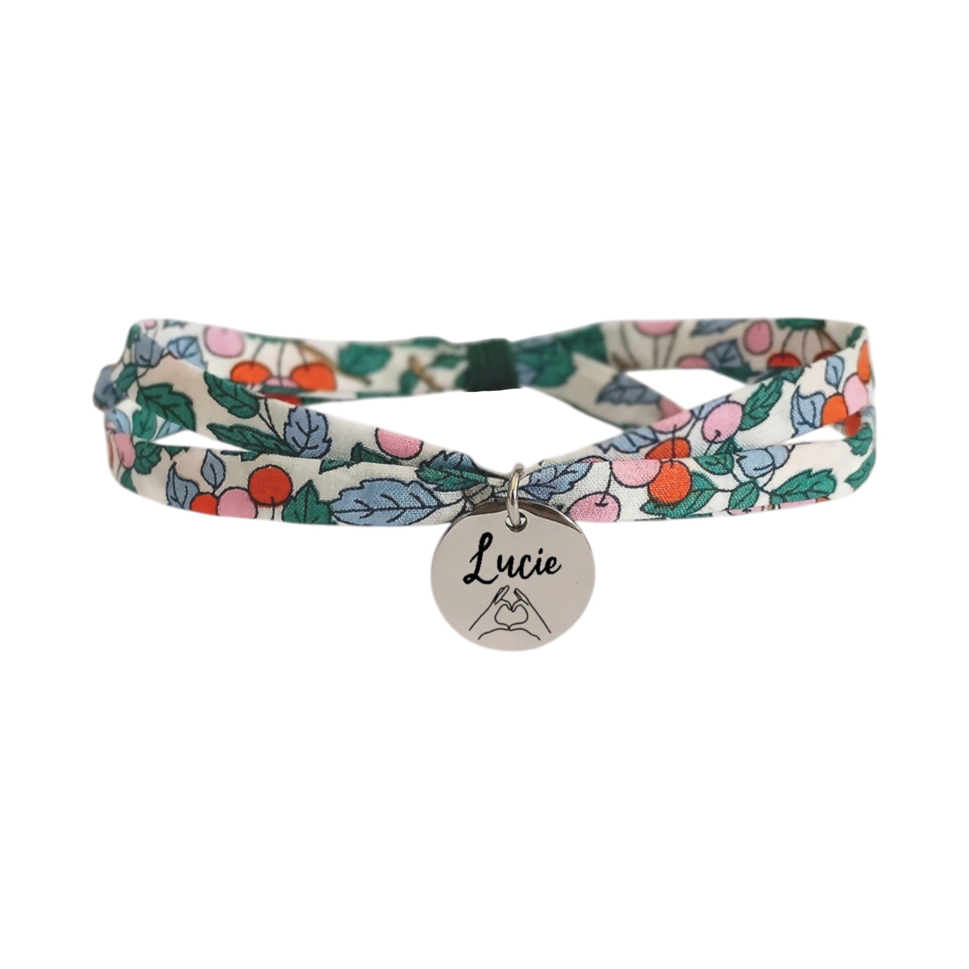 Bracelet liberty personnalisé cordon Colleen’s cerises bleu - Nemeti Bijoux