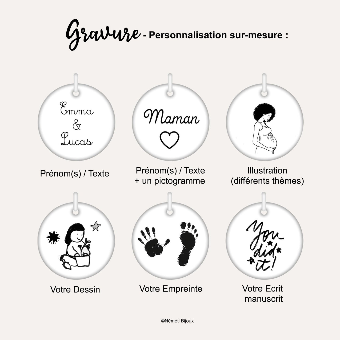 Collier Personnalisé Médaille Gravée & Chaîne Émaillée - Nemeti Bijoux