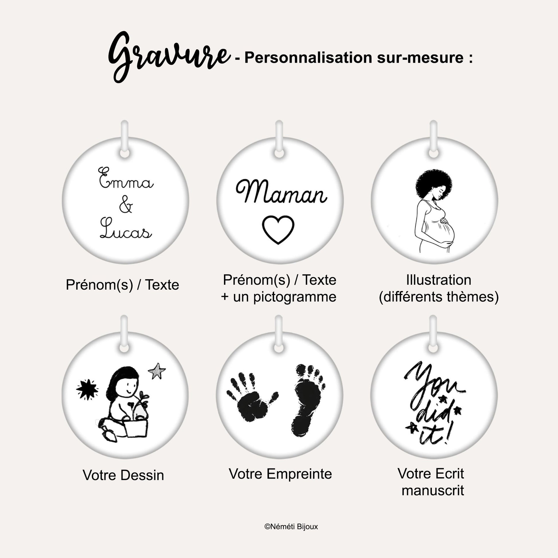 Collier Personnalisé Médaille Gravée & Chaîne Émaillée - Nemeti Bijoux