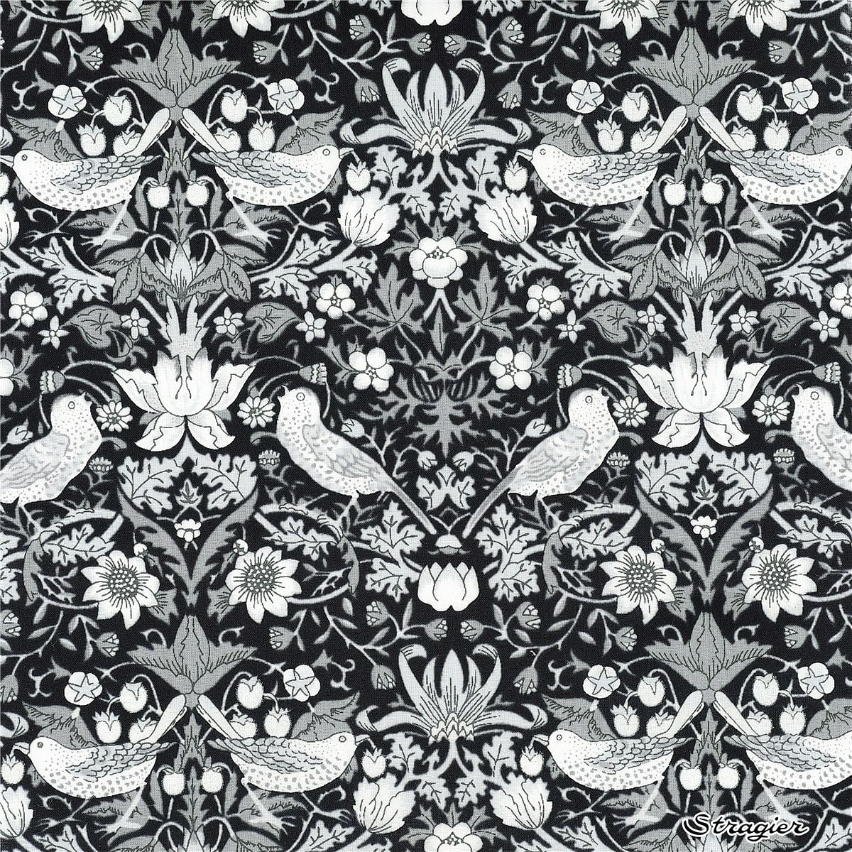 Bracelet liberty personnalisé cordon Strawberry thief Perle Noire - Nemeti Bijoux