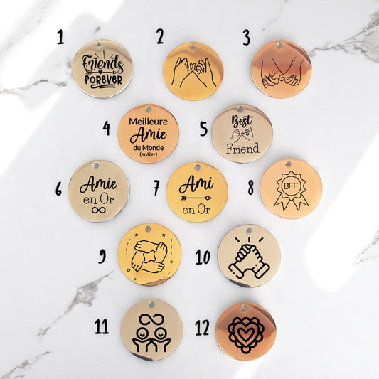 Médaille gravée Amitié – Cadeau meilleure amie - Nemeti Bijoux