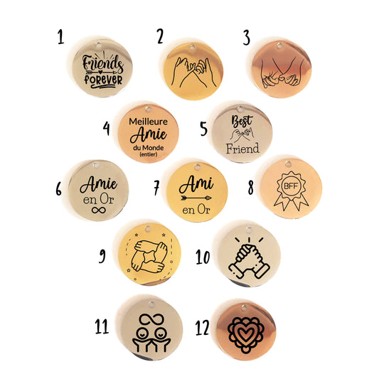 Médaille gravée Amitié – Cadeau meilleure amie - Nemeti Bijoux