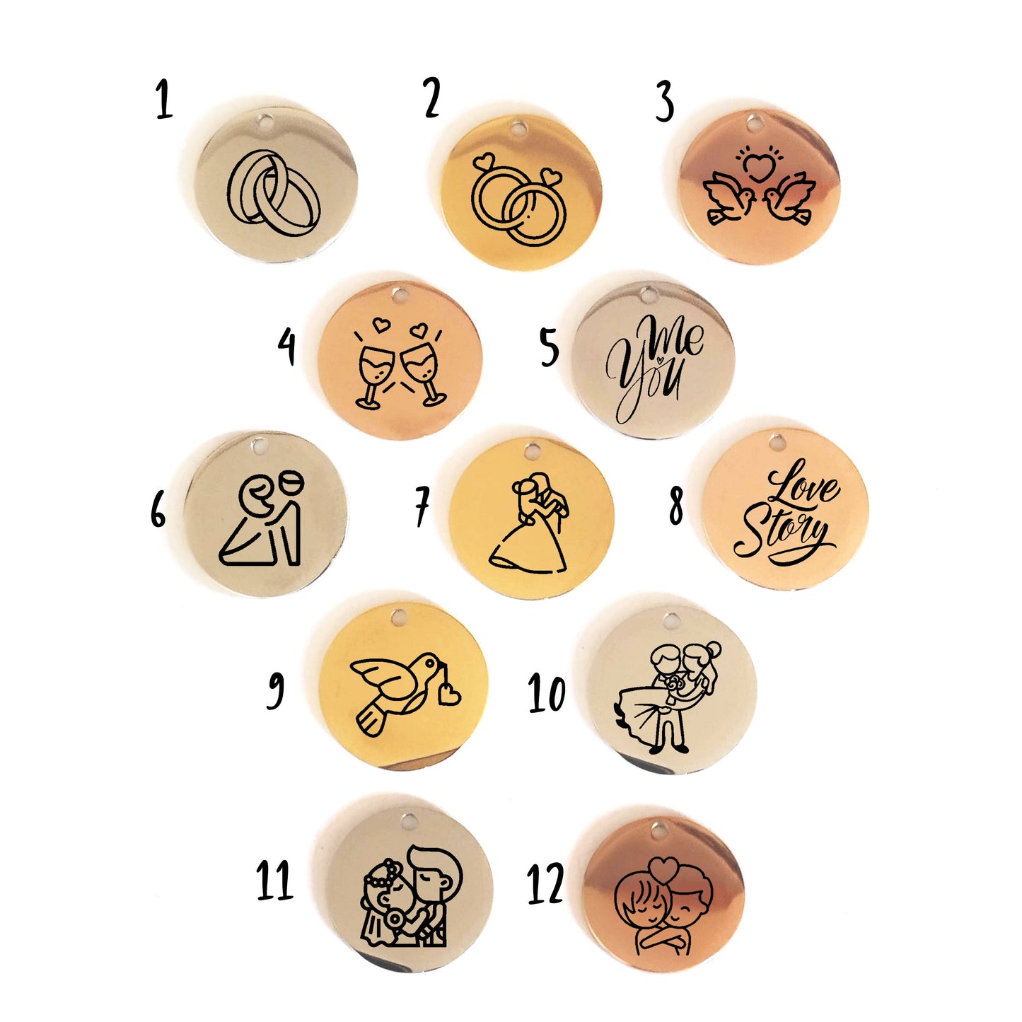 Médaille gravée Mariage - Famille Témoins Team marié mariée - Nemeti Bijoux