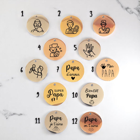 Médaille gravée Papa - Pendentif Père - Fête des pères - Nemeti Bijoux