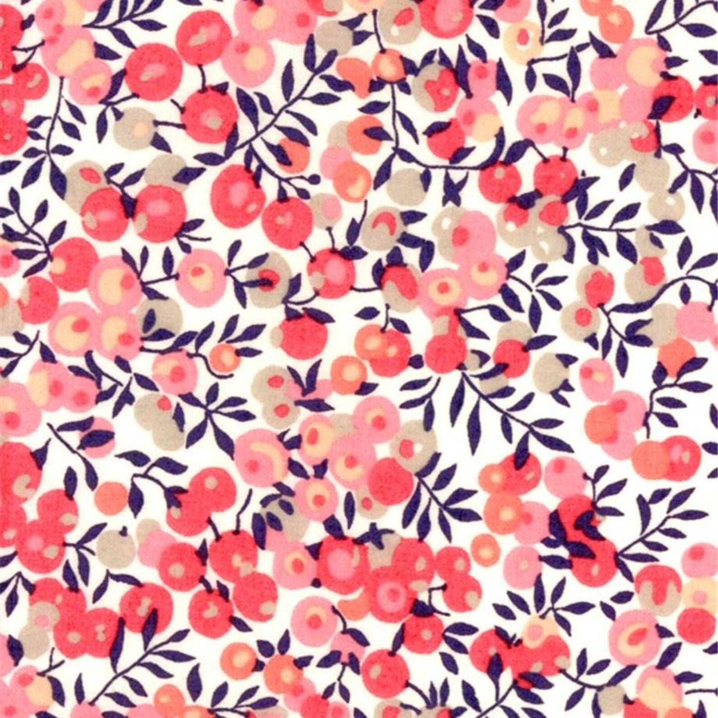 Bracelet Liberty Personnalisé avec 1 à 4 Médailles gravées + 2 Breloques - Tissu wiltshire corail pois de senteur