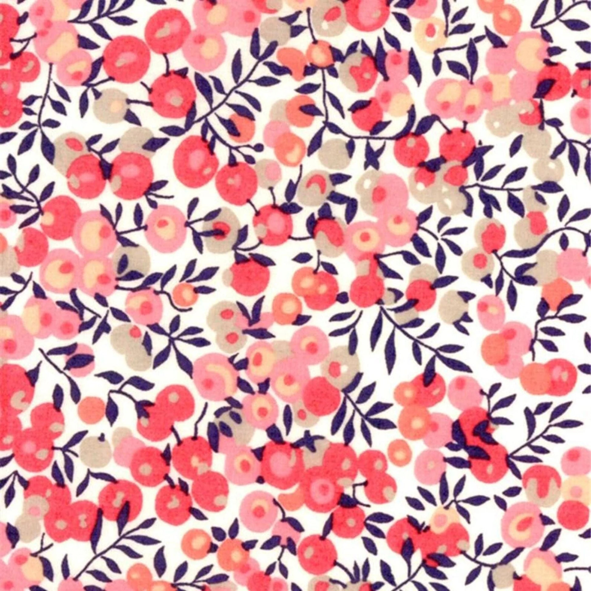 Bracelet Liberty Personnalisé avec 1 à 4 Médailles gravées + 2 Breloques - Tissu wiltshire corail pois de senteur