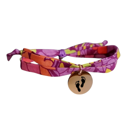 Bracelet liberty personnalisé cordon Art Fabrics 70 floral violet - Nemeti Bijoux