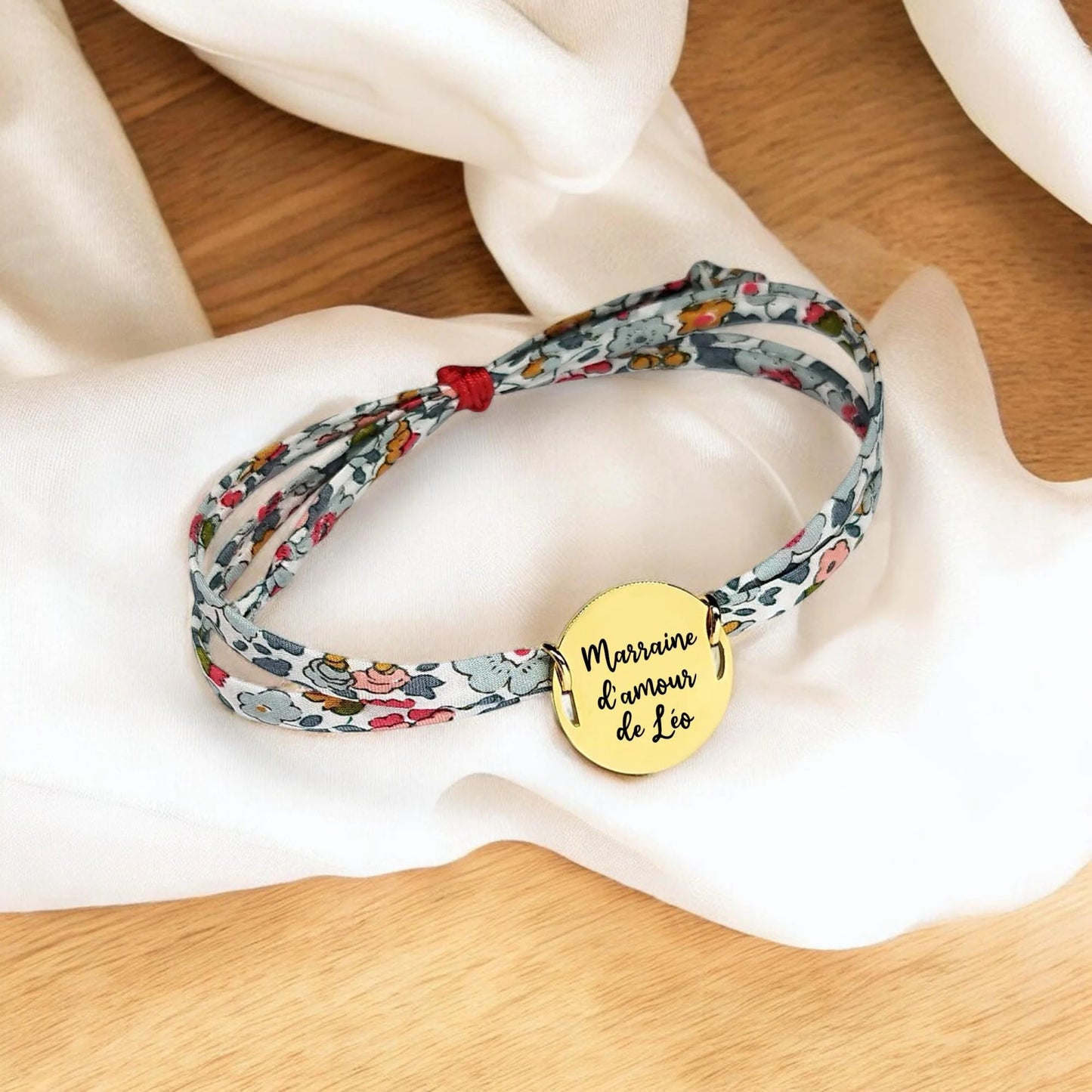 Bracelet liberty personnalisé cordon Betsy Ann porcelaine - Nemeti Bijoux