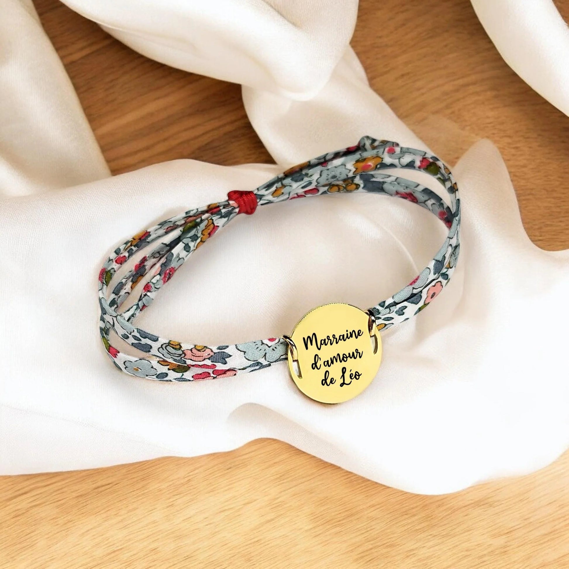 Bracelet liberty personnalisé cordon Betsy Ann porcelaine - Nemeti Bijoux