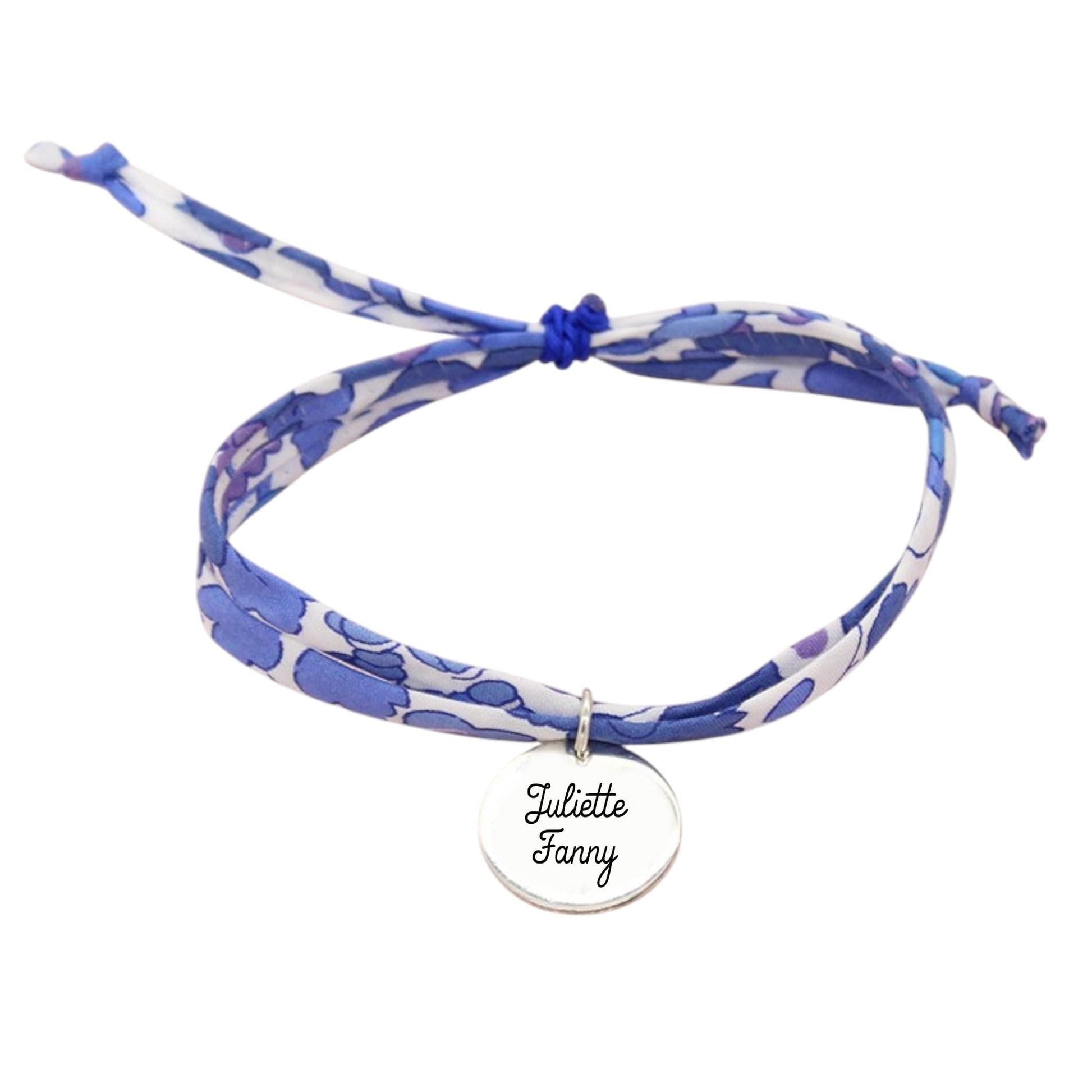 Bracelet liberty personnalisé cordon Betsy bleu violet - Nemeti Bijoux