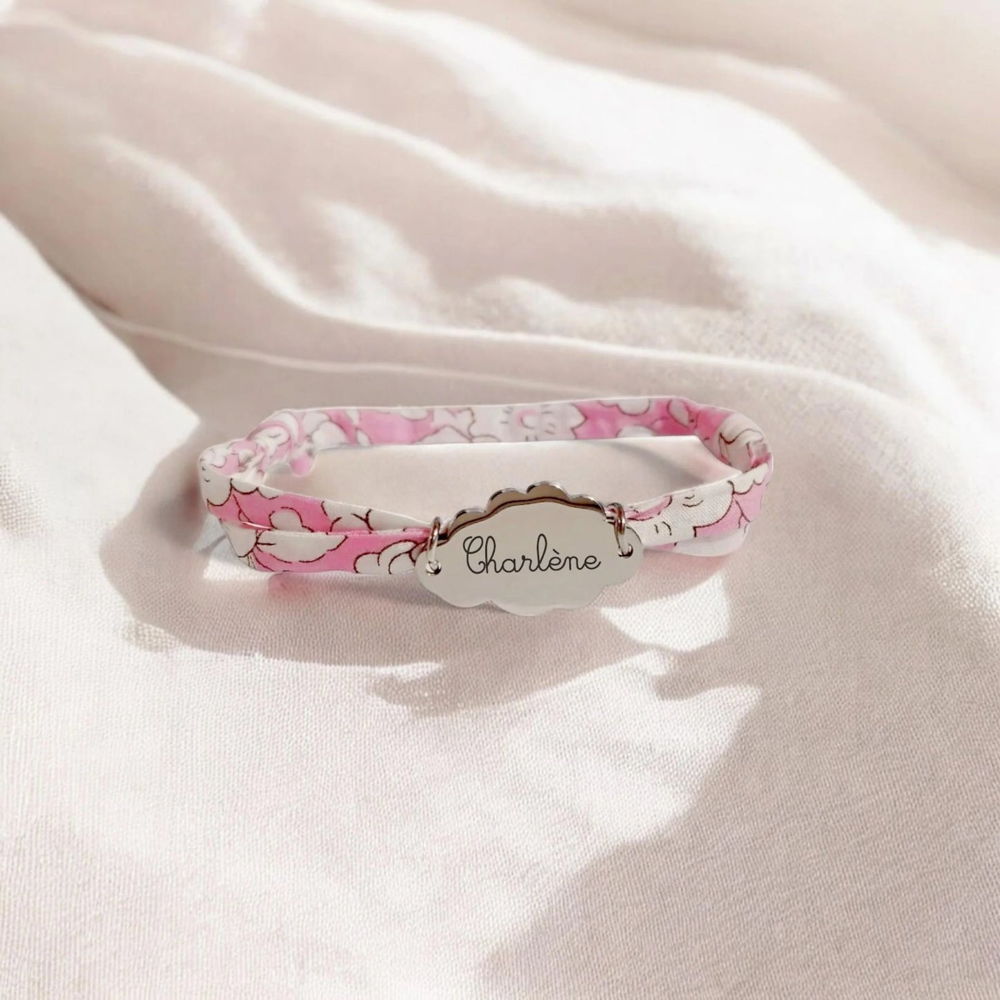 Bracelet liberty personnalisé cordon Betsy Boo rose - Nemeti Bijoux