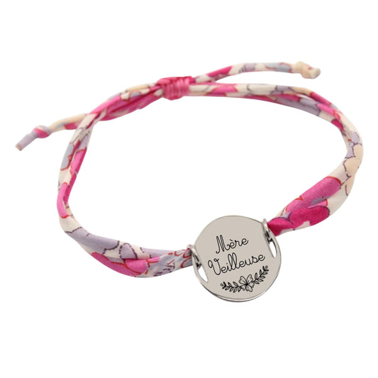 Bracelet liberty personnalisé cordon Betsy Bougainvillée rose - Nemeti Bijoux