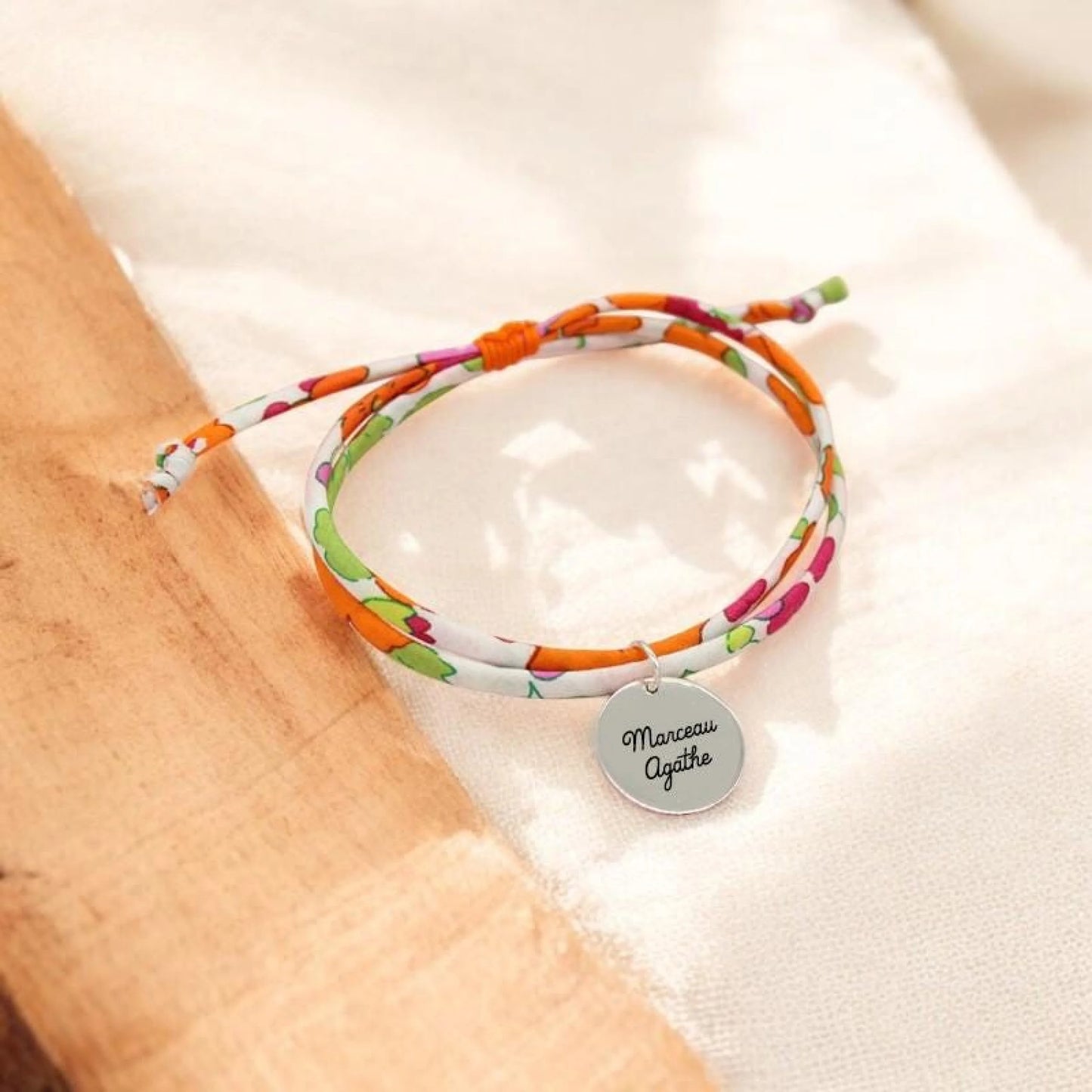 Bracelet liberty personnalisé cordon Betsy Mandarine - Nemeti Bijoux