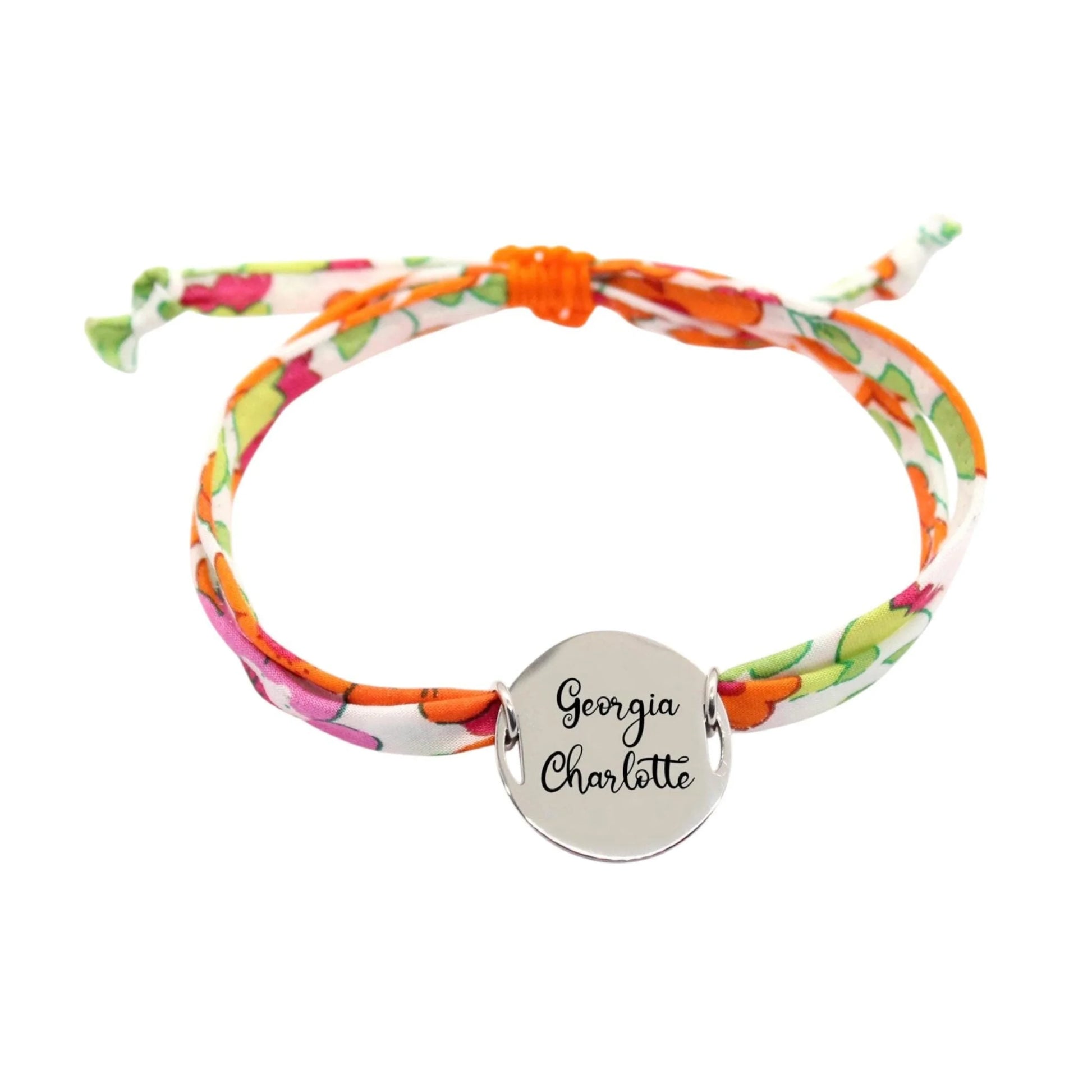 Bracelet liberty personnalisé cordon Betsy Mandarine - Nemeti Bijoux