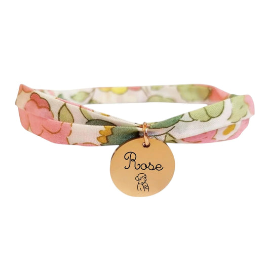 Bracelet liberty personnalisé cordon Betsy rose vert jaune - Nemeti Bijoux
