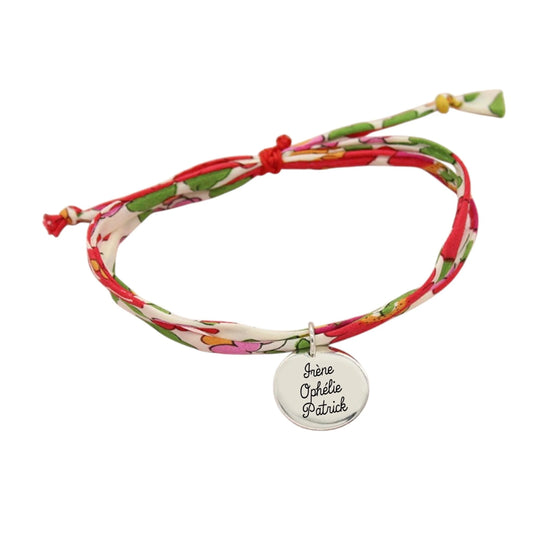 Bracelet liberty personnalisé cordon Betsy rouge - Nemeti Bijoux