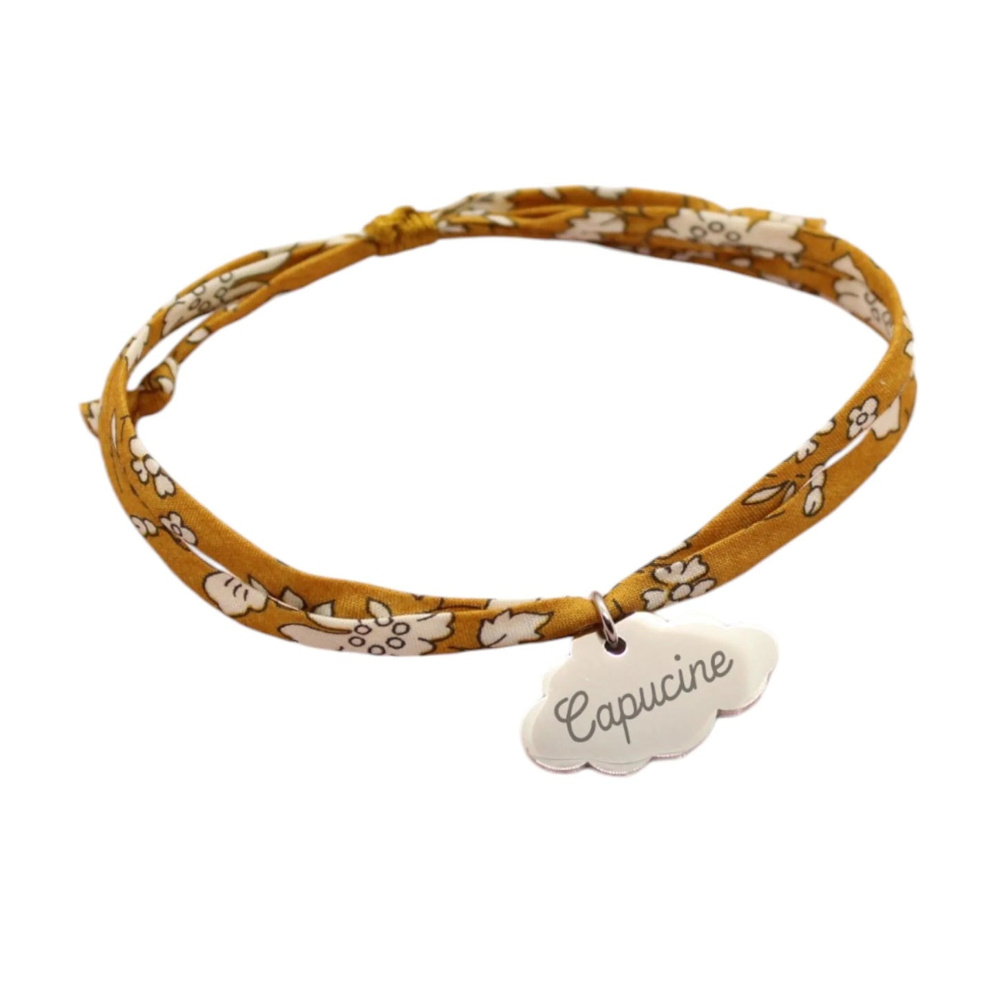 Bracelet liberty personnalisé cordon capel jaune moutarde - Nemeti Bijoux