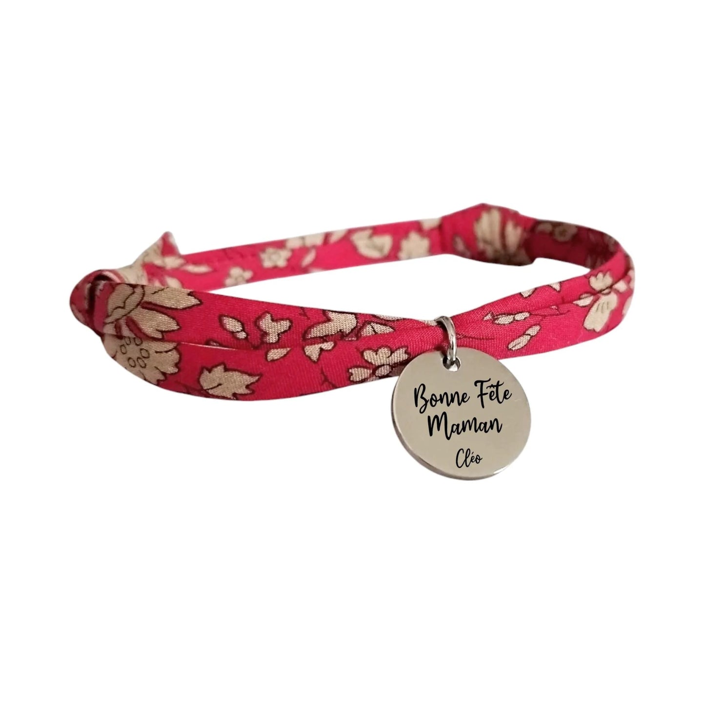 Bracelet liberty personnalisé cordon capel rouge beige - Nemeti Bijoux
