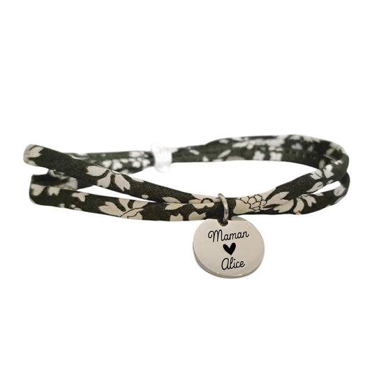 Bracelet liberty personnalisé cordon Capel Vert foncé Olive - Nemeti Bijoux