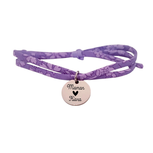 Bracelet liberty personnalisé cordon Capel violet - Nemeti Bijoux