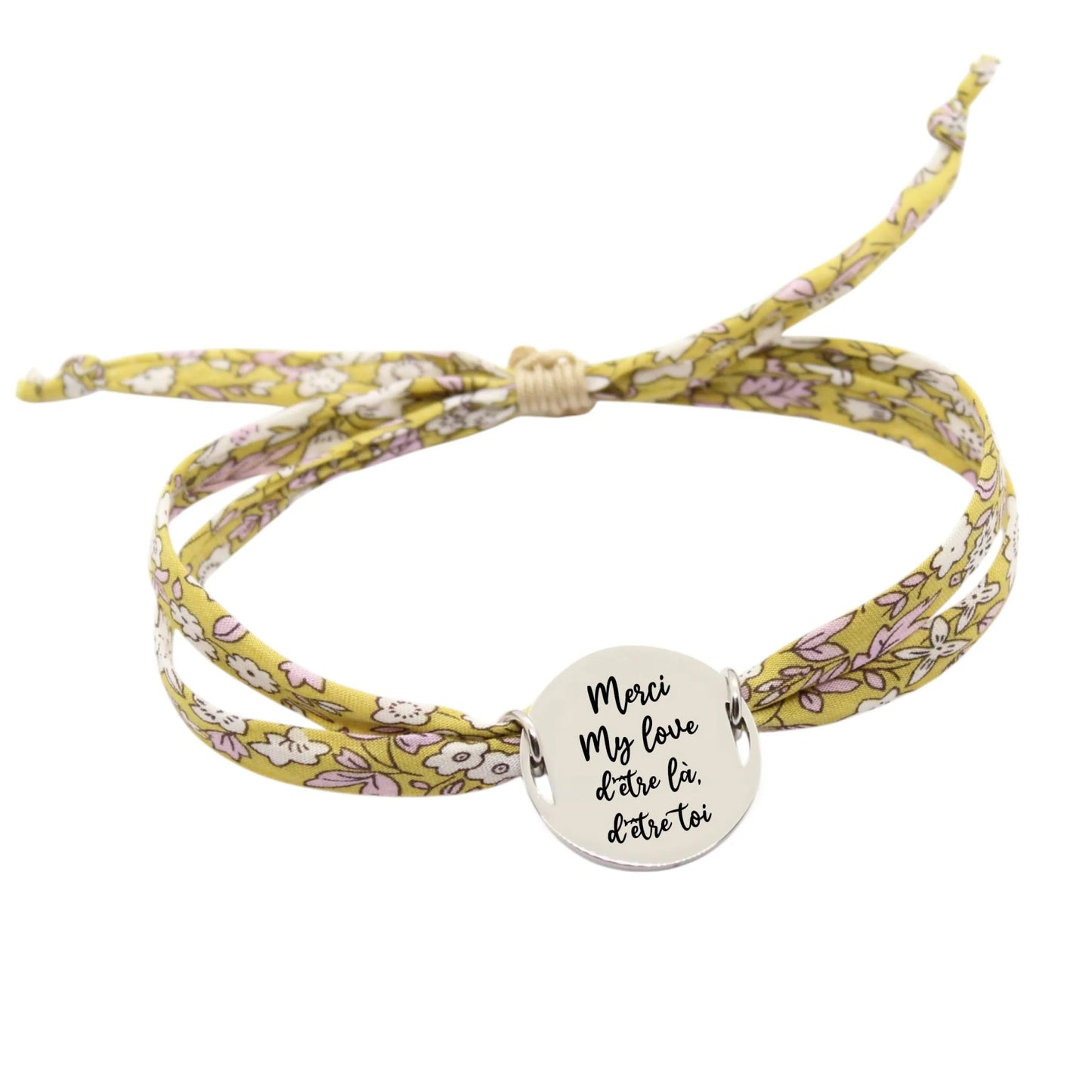Bracelet liberty personnalisé cordon Daisy Daisy jaune - Nemeti Bijoux