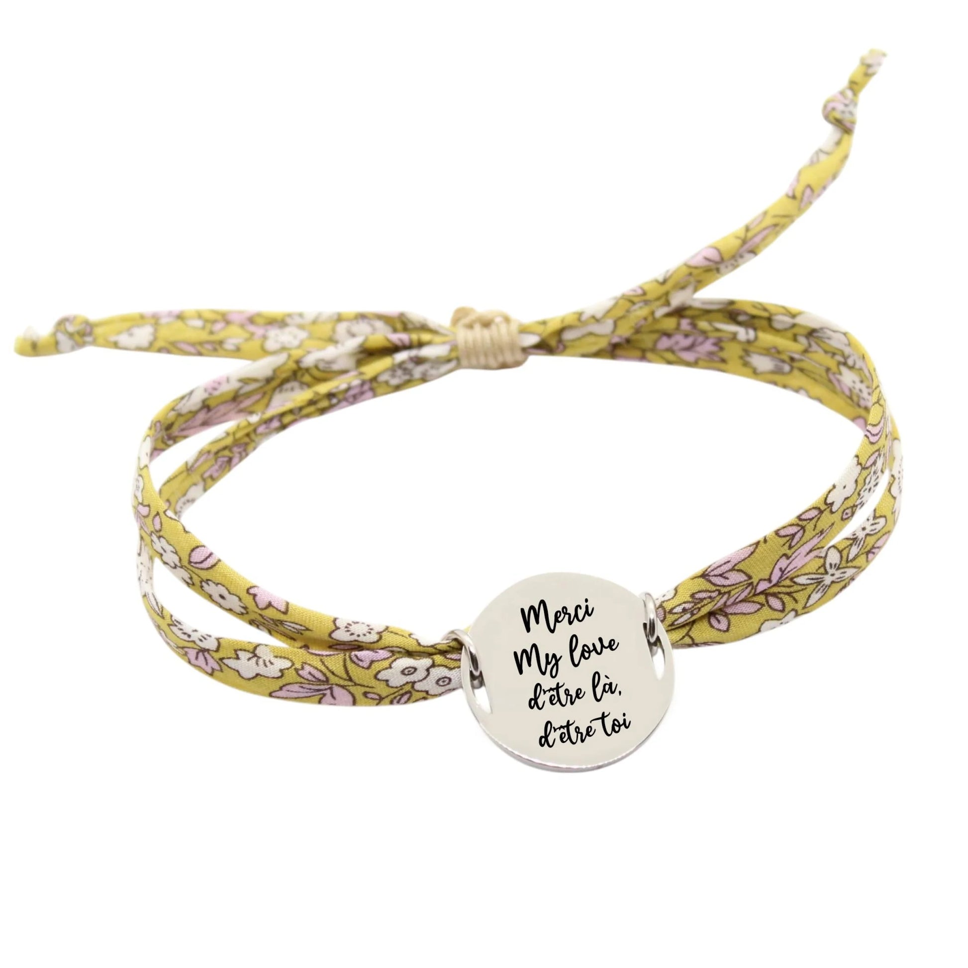 Bracelet liberty personnalisé cordon Daisy Daisy jaune - Nemeti Bijoux
