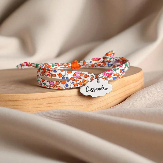 Bracelet liberty personnalisé cordon Eloise orange - Nemeti Bijoux