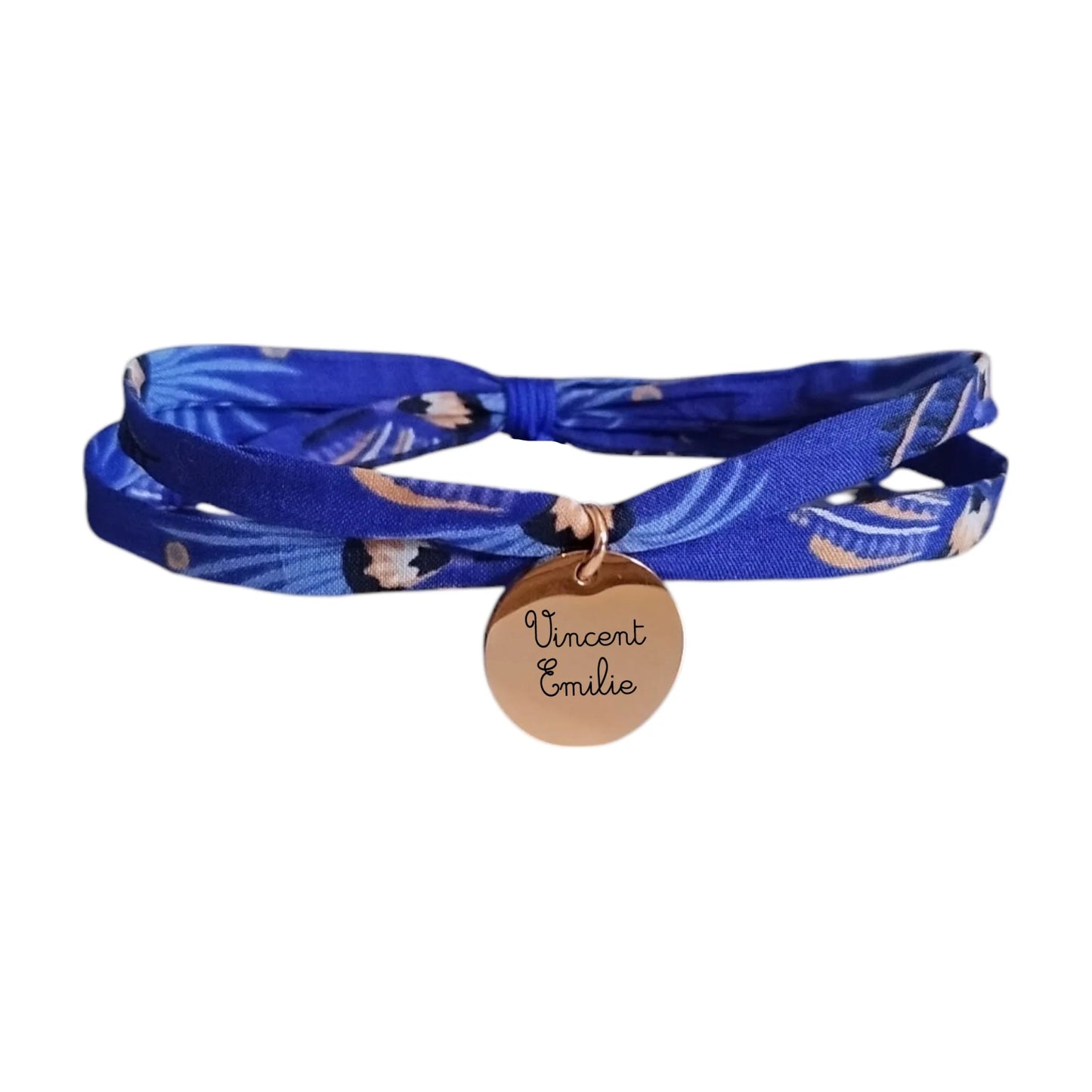 Bracelet liberty personnalisé cordon Fireworks floral bleu roi - Nemeti Bijoux