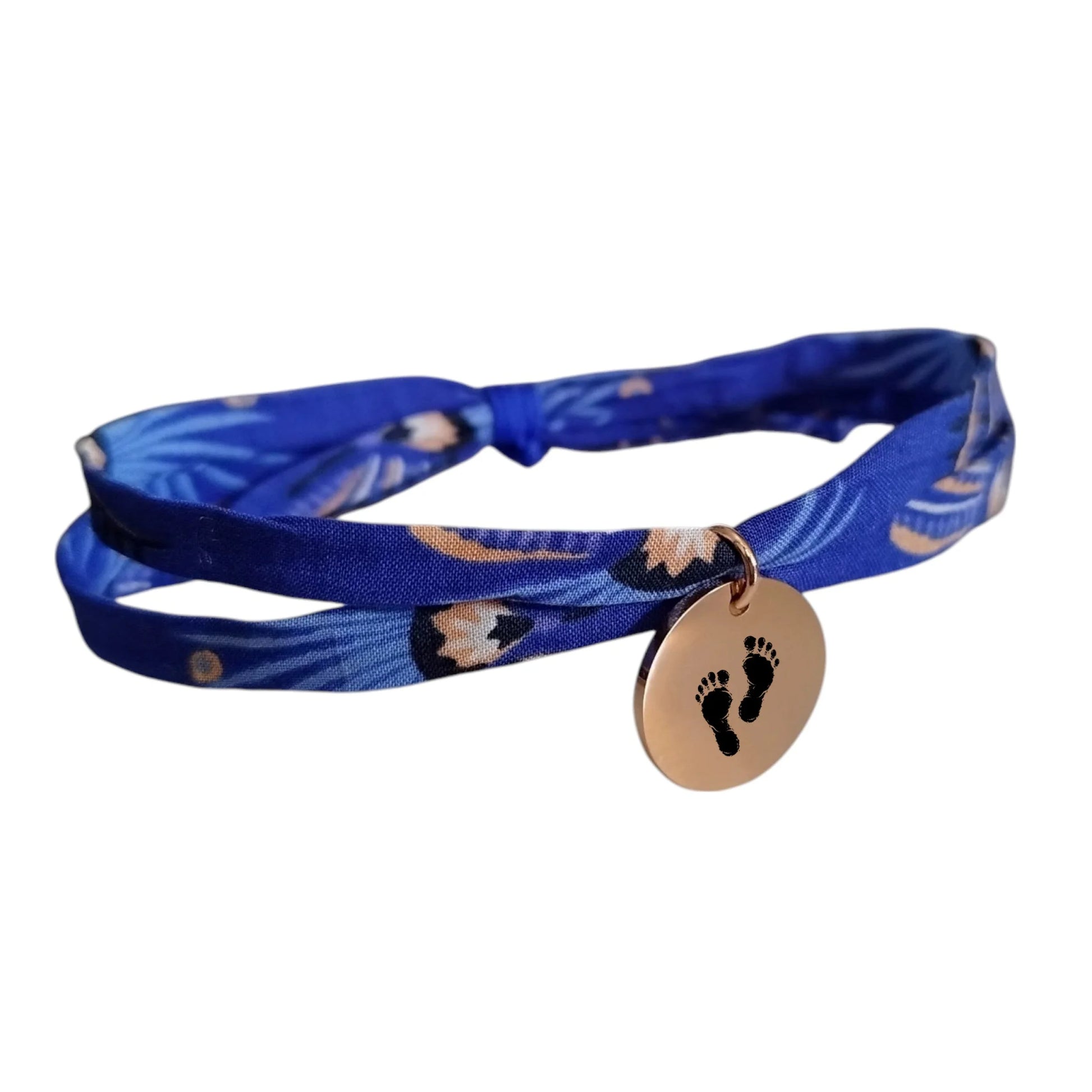 Bracelet liberty personnalisé cordon Fireworks floral bleu roi - Nemeti Bijoux