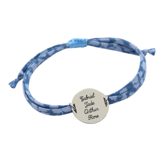 Bracelet liberty personnalisé cordon Glenjade bleu - Nemeti Bijoux