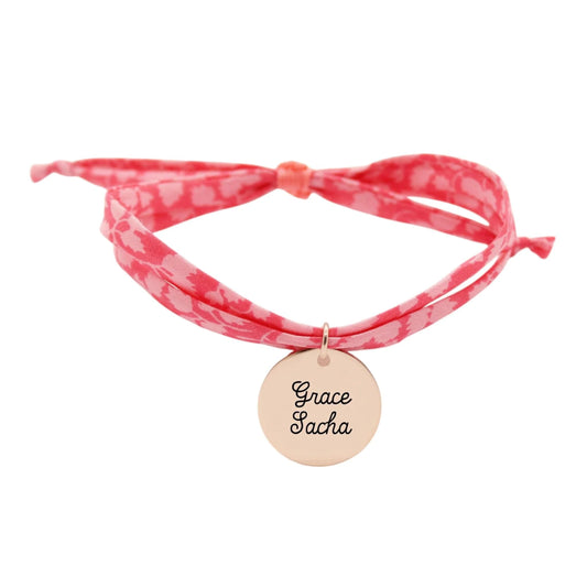 Bracelet liberty personnalisé cordon Glenjade corail saumon - Nemeti Bijoux