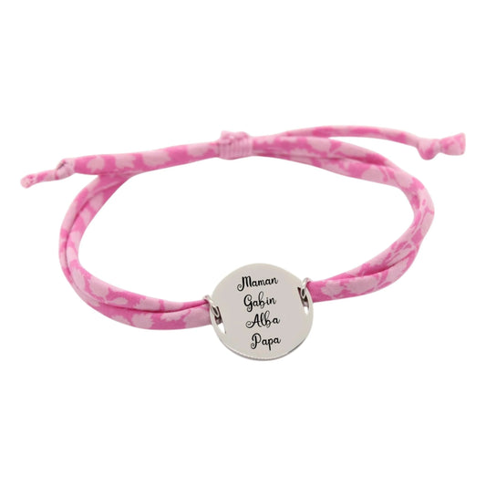 Bracelet liberty personnalisé cordon Glenjade rose - Nemeti Bijoux