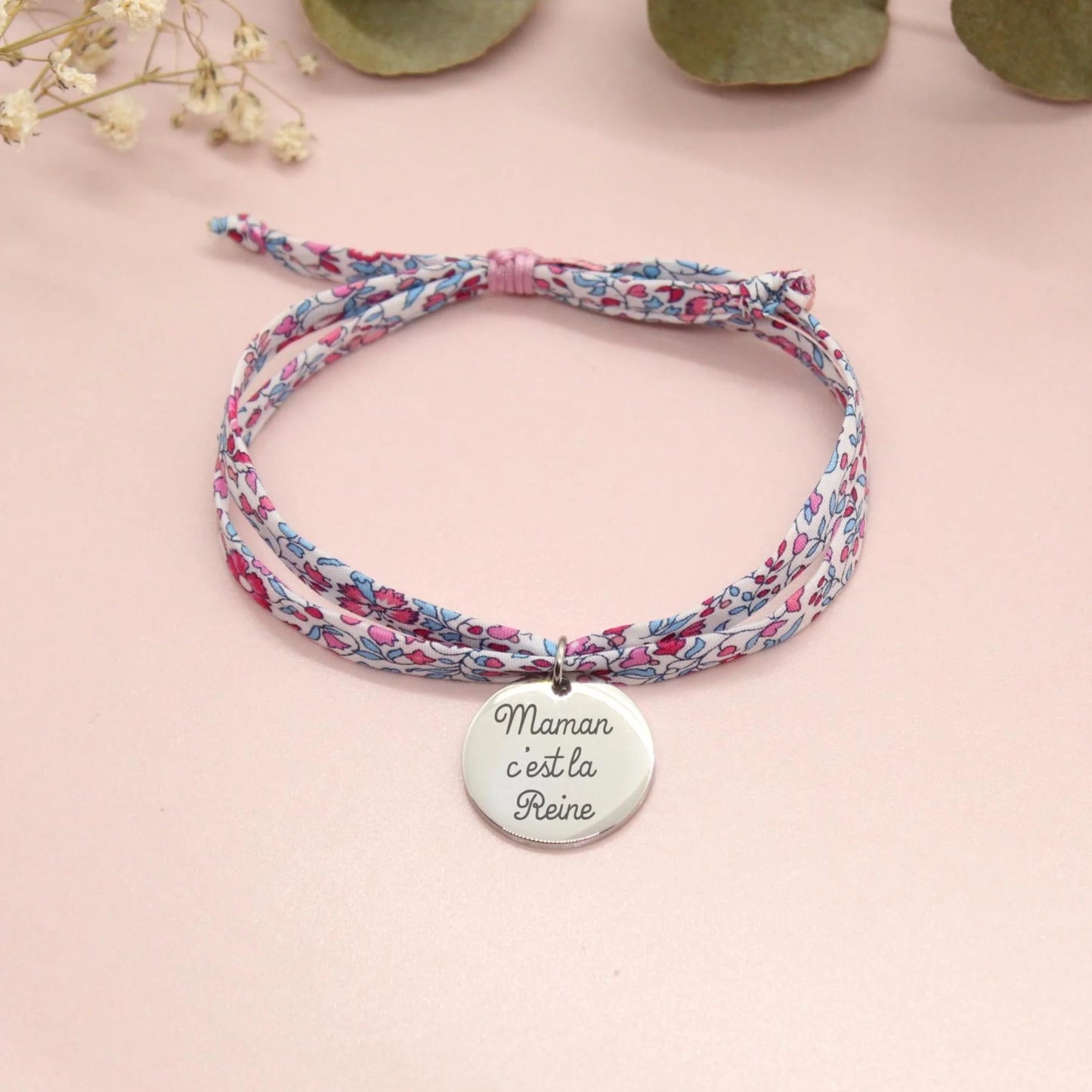 Bracelet liberty personnalisé cordon Katie and Millie rose - Nemeti Bijoux