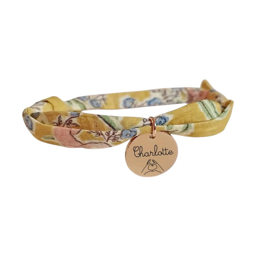 Bracelet liberty personnalisé cordon Love Grandma Lyn jaune - Nemeti Bijoux