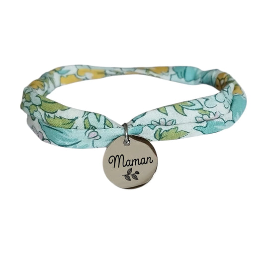 Bracelet liberty personnalisé cordon Lulworth Cove vert parme - Nemeti Bijoux